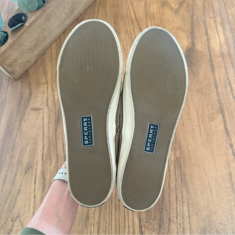 Sperry Seaside Embossed Slide On Sneaker Gold Metallic Shimmer Women’s Size 9.5 - Picture 9 of 10
